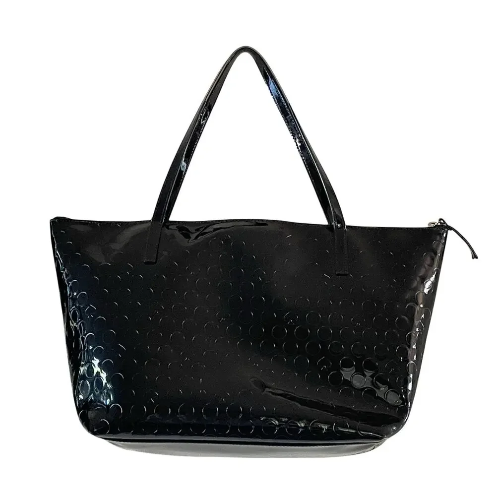 KATE SPADE New York Yaletown Sophie Black Patent Ace of Spades Zip-Top Tote Bag